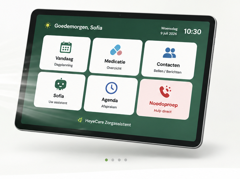 Voorbeeld van HeyeCare op een tablet